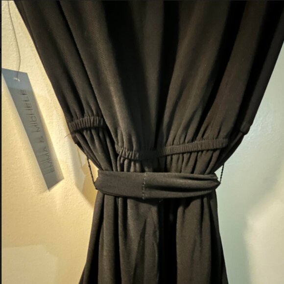 EMMA & MICHELE black Ruffle Leg Jumpsuit with Slits - Picture 5 of 16